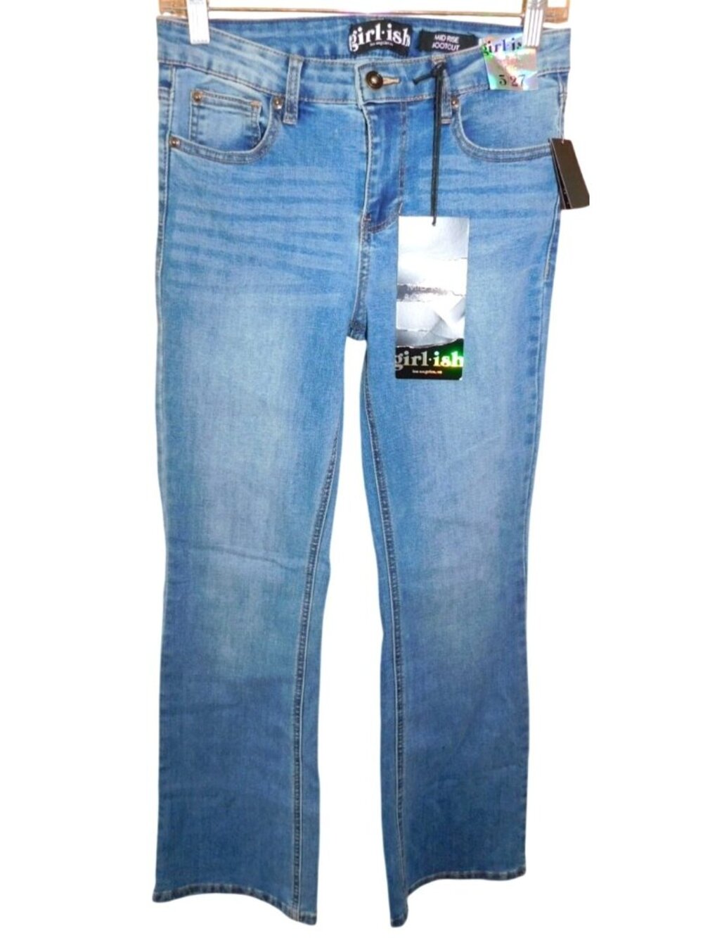 NWT Girl-ish Mid Rise Bootcut Jeans 5 /27 Stretch Blue Denim Y2K Retro